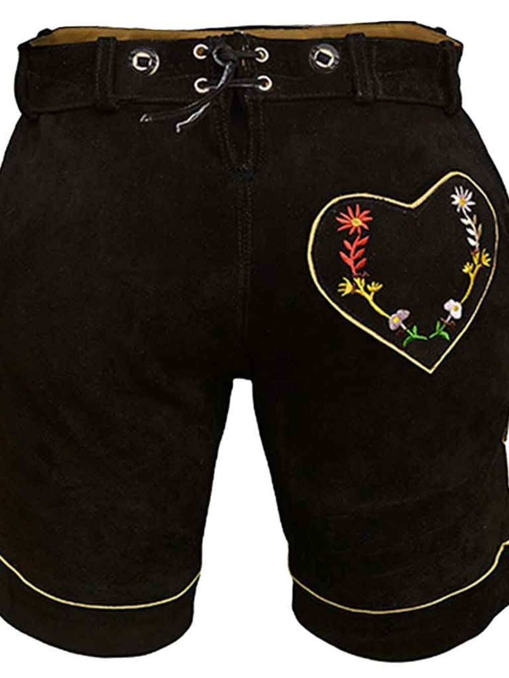 Suede Lederhosen Bavarian Leather Shorts with Embroidered Adjustable Suspenders - Picture 6 of 12